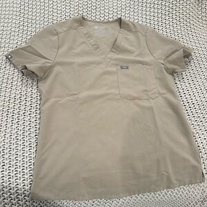 Catarina Beige One Pocket Scrub Top
